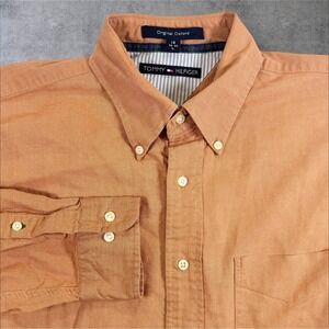 Tommy Hilfiger Mens Button Down Shirt Long Sleeve Oxford 16 34/35 Large Peach